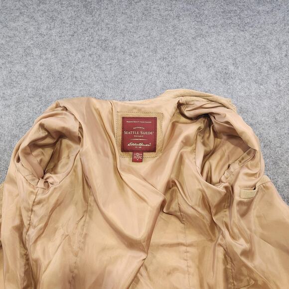 Eddie Bauer Suede Jacket Womens Medium Tan Leather Western Washable Coat Pockets - Picture 10 of 16